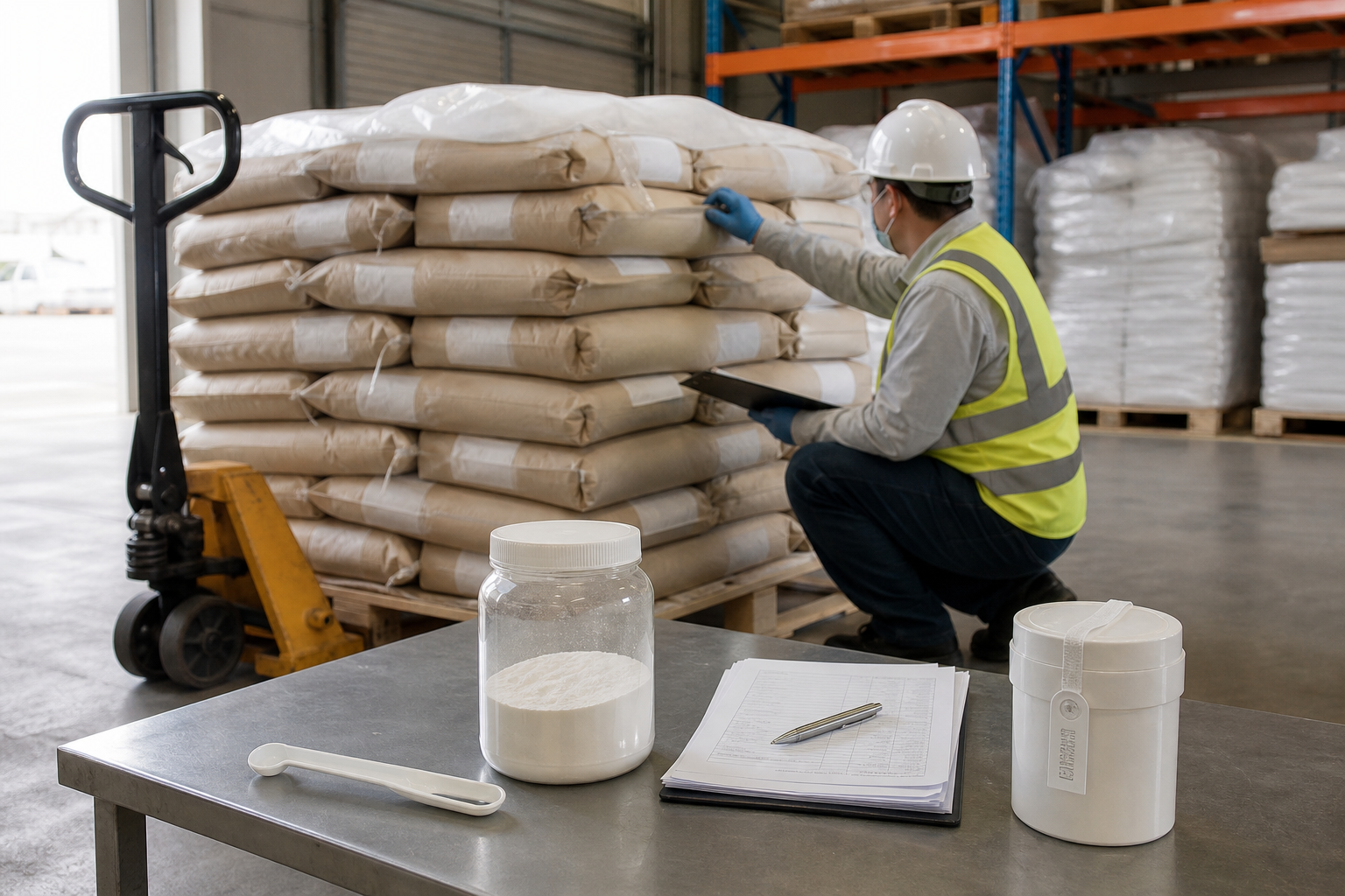 Warehouse receiving inspection for bulk HPMC bags and batch documents