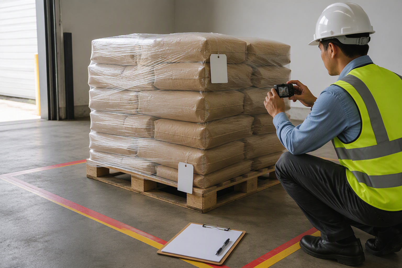 HPMC bags checked for tears, moisture marks, and readable labels