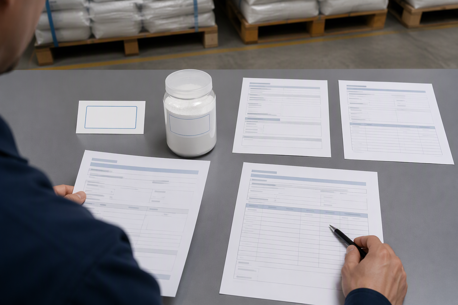 HPMC delivery label compared with purchase order and certificate of analysis