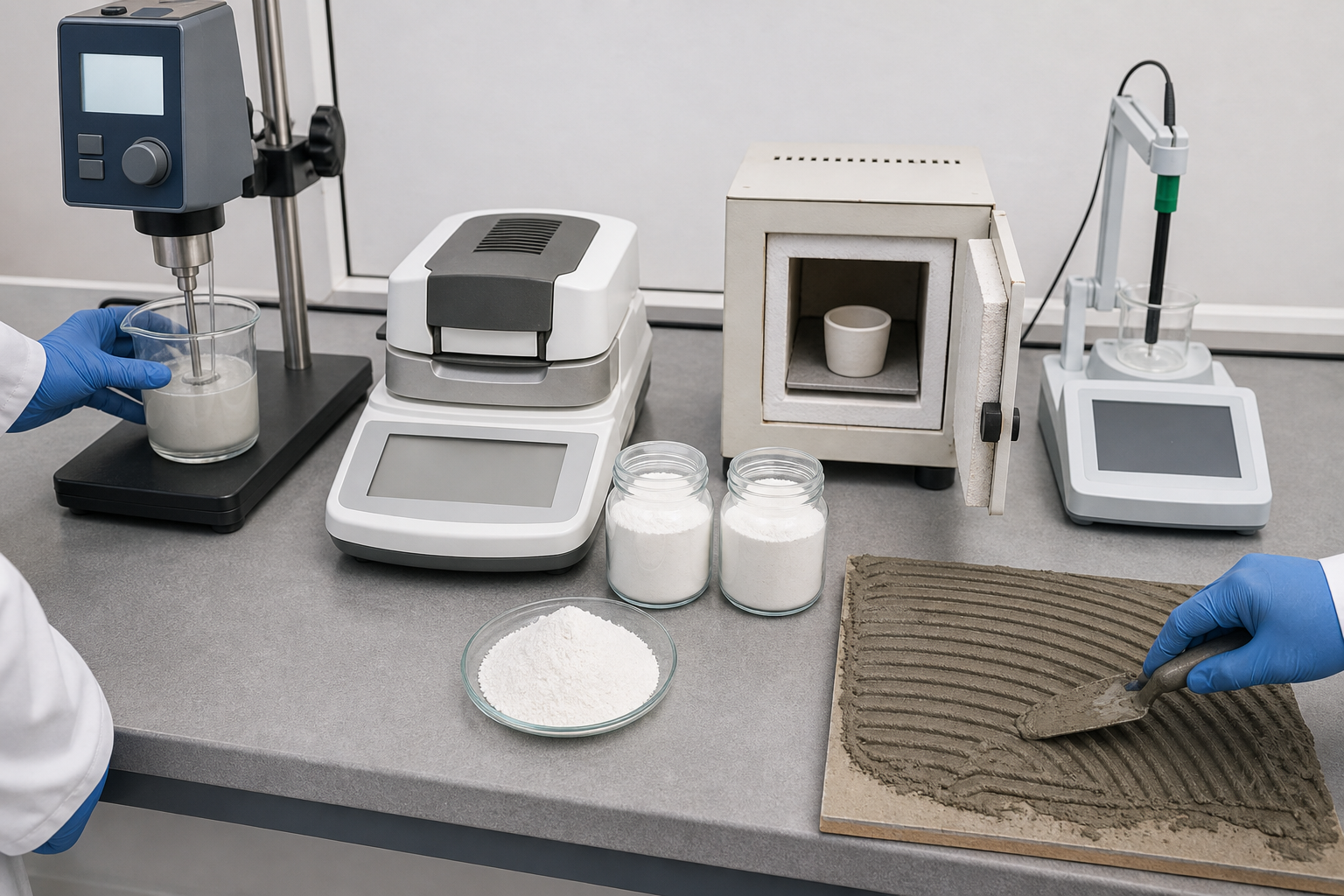 Laboratory instruments used for HPMC viscosity moisture ash and pH checks